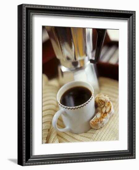 Cup of Coffee and Biscotti (Italian Almond Biscuits)-Jean Cazals-Framed Photographic Print