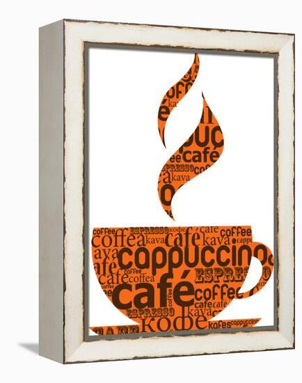 Cup Of Coffee Made From Typography-Marish-Framed Stretched Canvas