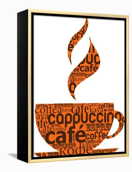 Cup Of Coffee Made From Typography-Marish-Framed Stretched Canvas