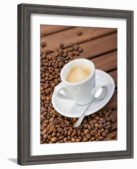 Cup of Espresso and Coffee Beans-Chris Schäfer-Framed Photographic Print