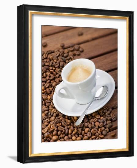 Cup of Espresso and Coffee Beans-Chris Schäfer-Framed Photographic Print