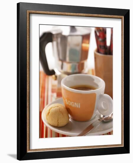 Cup of Espresso in Front of Espresso Machine-null-Framed Photographic Print