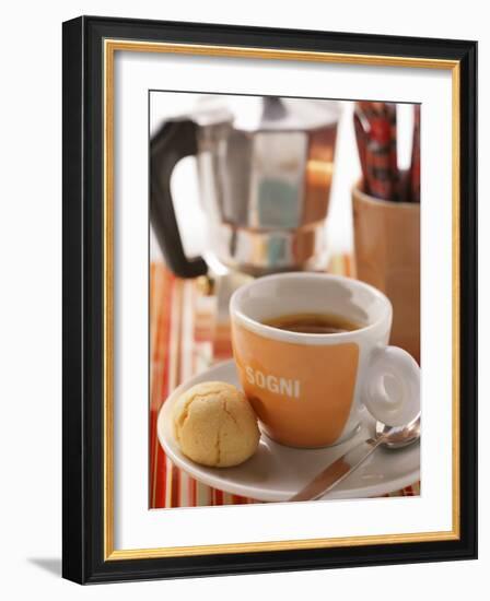 Cup of Espresso in Front of Espresso Machine-null-Framed Photographic Print