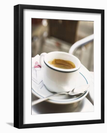 Cup of Espresso on Table in Cafe-null-Framed Photographic Print