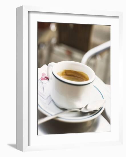 Cup of Espresso on Table in Cafe-null-Framed Photographic Print