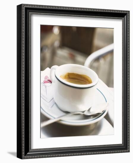 Cup of Espresso on Table in Cafe-null-Framed Photographic Print