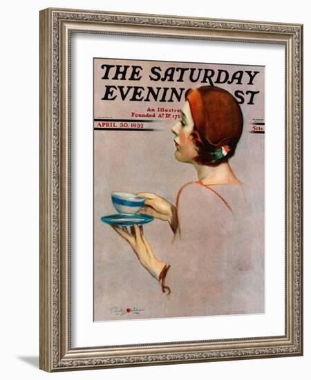 "Cup of Java," Saturday Evening Post Cover, April 30, 1932-Penrhyn Stanlaws-Framed Giclee Print