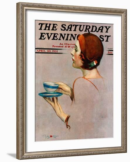 "Cup of Java," Saturday Evening Post Cover, April 30, 1932-Penrhyn Stanlaws-Framed Giclee Print