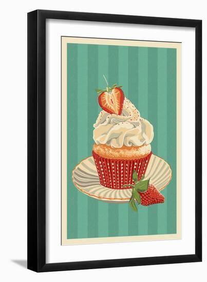 Cupcake and Strawberry-Lantern Press-Framed Art Print