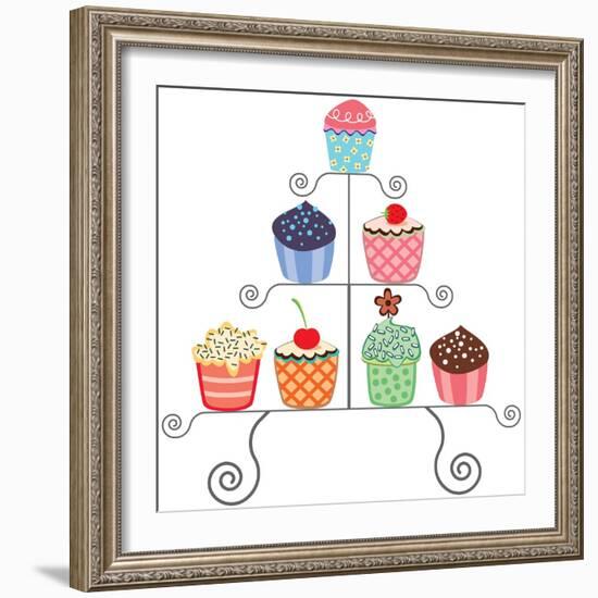 Cupcakes On A Stand-dmstudio-Framed Art Print