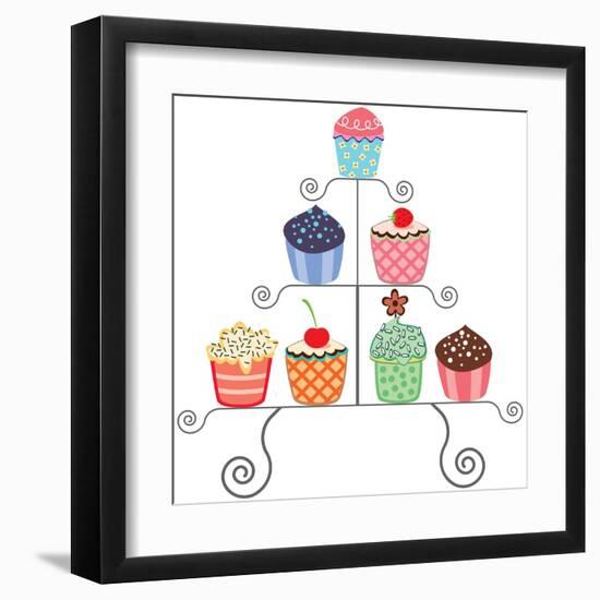 Cupcakes On A Stand-dmstudio-Framed Art Print