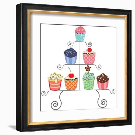 Cupcakes On A Stand-dmstudio-Framed Art Print