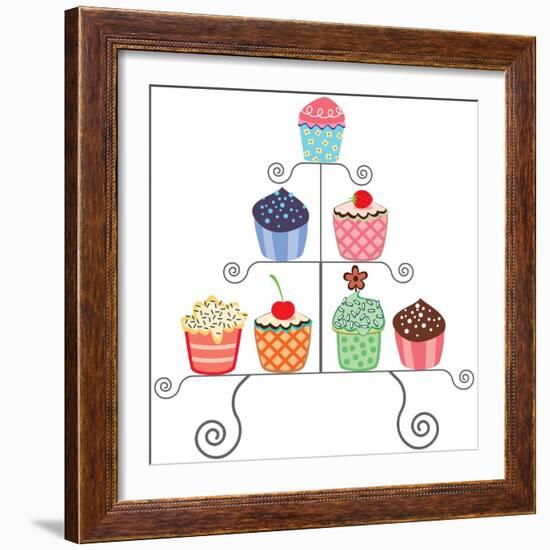 Cupcakes On A Stand-dmstudio-Framed Premium Giclee Print