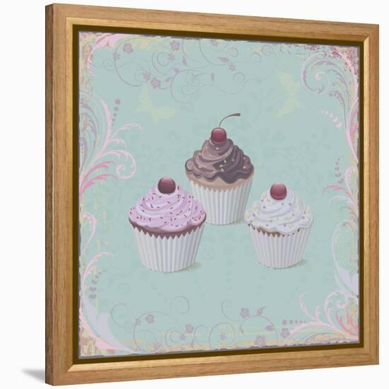 Cupcakes-Milovelen-Framed Stretched Canvas