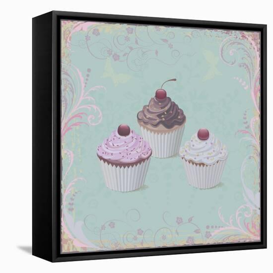 Cupcakes-Milovelen-Framed Stretched Canvas