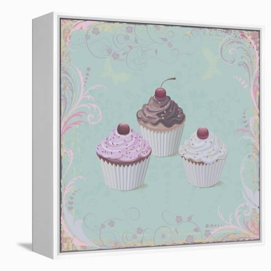 Cupcakes-Milovelen-Framed Stretched Canvas