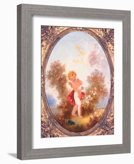 Cupid Among Roses, or Love the Sentinel, C.1775-Jean-Honore Fragonard-Framed Giclee Print