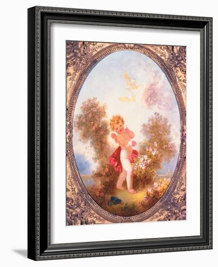 Cupid Among Roses, or Love the Sentinel, C.1775-Jean-Honore Fragonard-Framed Giclee Print