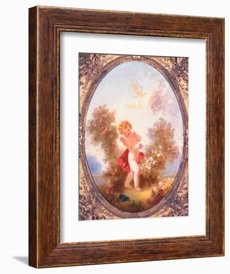 Cupid Among Roses, or Love the Sentinel, C.1775-Jean-Honore Fragonard-Framed Giclee Print