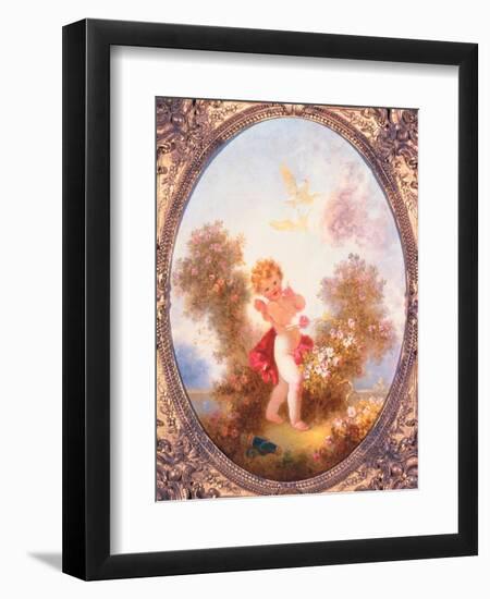 Cupid Among Roses, or Love the Sentinel, C.1775-Jean-Honore Fragonard-Framed Giclee Print