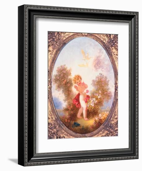 Cupid Among Roses, or Love the Sentinel, C.1775-Jean-Honore Fragonard-Framed Giclee Print