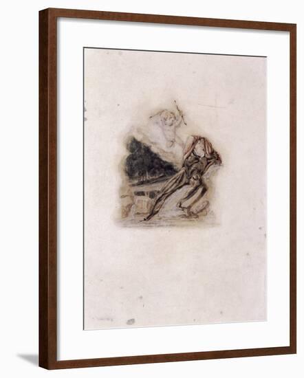 Cupid and Lover Lamenting the Death of a Loved One, C1802-C1857-Thomas Uwins-Framed Giclee Print