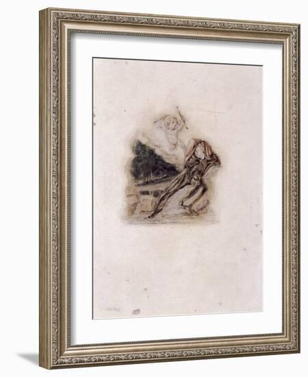 Cupid and Lover Lamenting the Death of a Loved One, C1802-C1857-Thomas Uwins-Framed Giclee Print