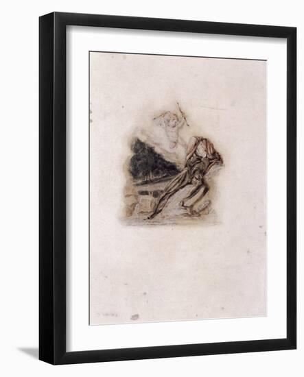 Cupid and Lover Lamenting the Death of a Loved One, C1802-C1857-Thomas Uwins-Framed Giclee Print