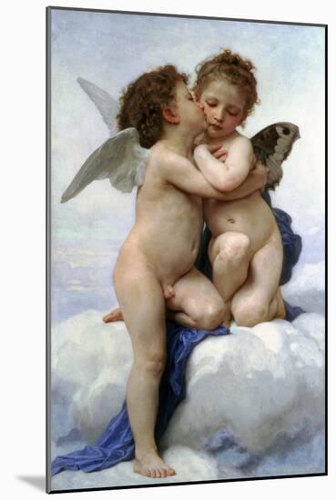 Cupid and Psyche as Children, (The First Kis), 1890-William-Adolphe Bouguereau-Mounted Giclee Print