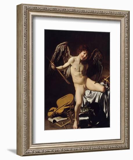 Cupid as Victor, Ca 1601-Caravaggio-Framed Giclee Print