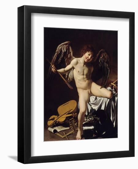 Cupid as Victor, Ca 1601-Caravaggio-Framed Giclee Print