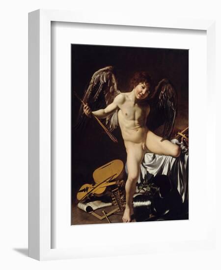 Cupid as Victor, Ca 1601-Caravaggio-Framed Giclee Print