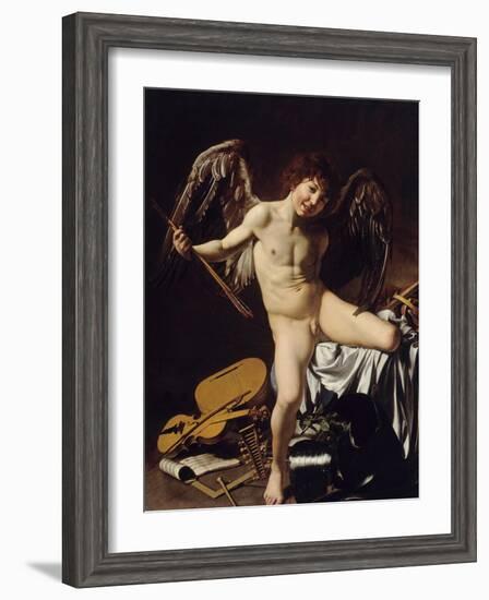 Cupid as Victor, Ca 1601-Caravaggio-Framed Giclee Print