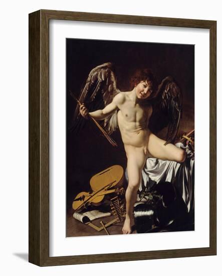 Cupid as Victor, Ca 1601-Caravaggio-Framed Giclee Print