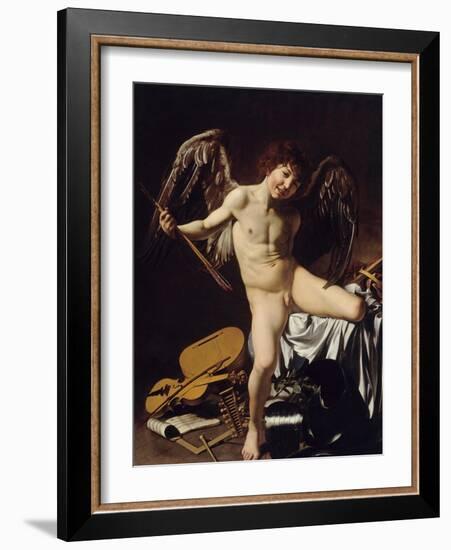 Cupid as Victor, Ca 1601-Caravaggio-Framed Giclee Print