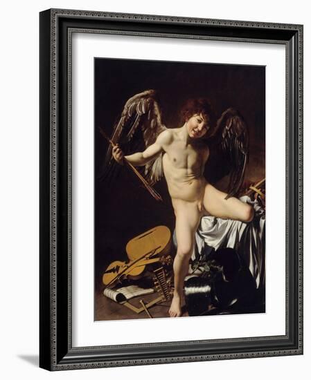 Cupid as Victor, Ca 1601-Caravaggio-Framed Giclee Print