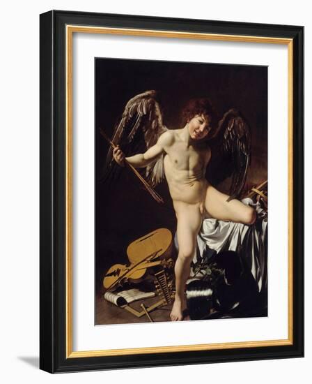 Cupid as Victor, Ca 1601-Caravaggio-Framed Giclee Print