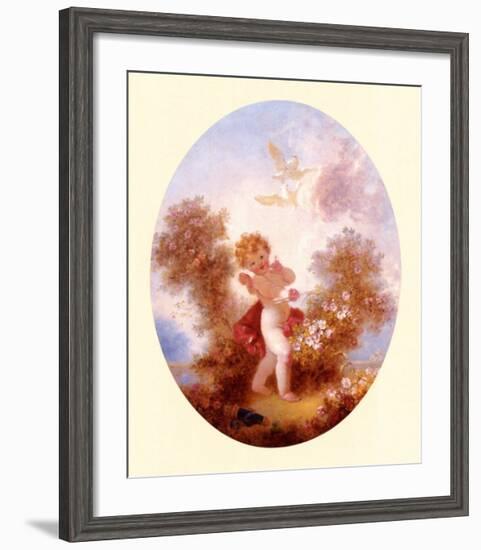 Cupid Between Roses-Jean-Honoré Fragonard-Framed Art Print