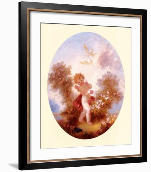 Cupid Between Roses-Jean-Honoré Fragonard-Framed Art Print