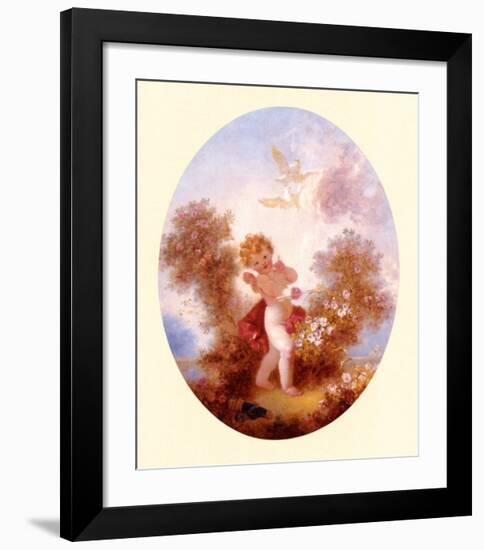 Cupid Between Roses-Jean-Honoré Fragonard-Framed Art Print