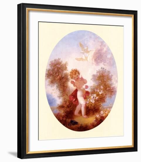 Cupid Between Roses-Jean-Honoré Fragonard-Framed Art Print