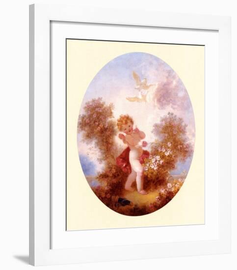 Cupid Between Roses-Jean-Honoré Fragonard-Framed Art Print