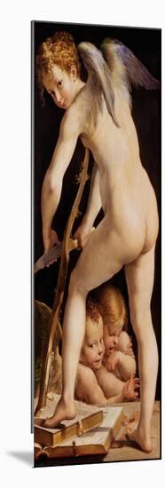 Cupid Carving a Bow, 1533/34-Parmigianino-Mounted Giclee Print