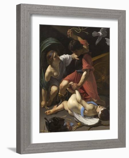 Cupid Chastised, 1613-Bartolomeo Manfredi-Framed Giclee Print