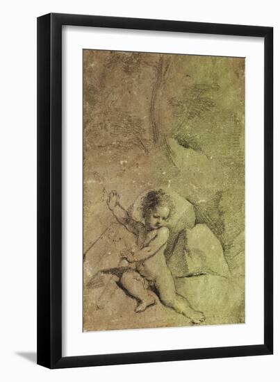 Cupid Drawing an Arrow from a Quiver, in a Landscape-Guercino (Giovanni Francesco Barbieri)-Framed Giclee Print