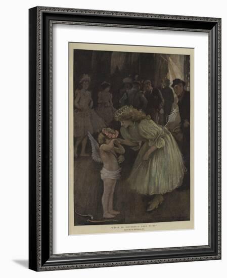 Cupid in Distress, a Good Fairy-William Hatherell-Framed Giclee Print