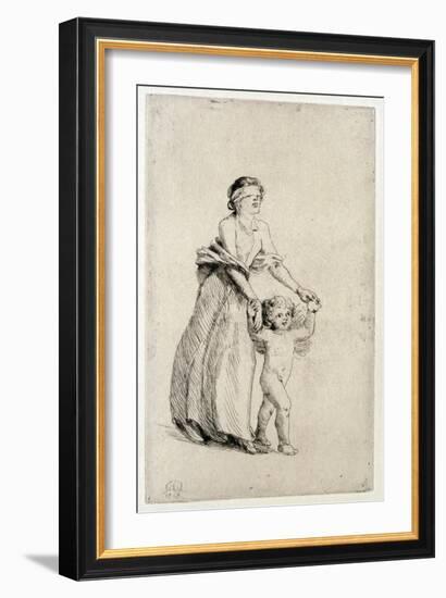 Cupid Leading a Blindfolded Girl, 1912-Anna Lea Merritt-Framed Giclee Print