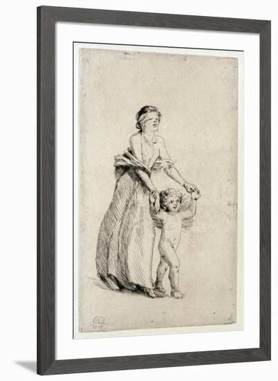Cupid Leading a Blindfolded Girl, 1912-Anna Lea Merritt-Framed Premium Giclee Print