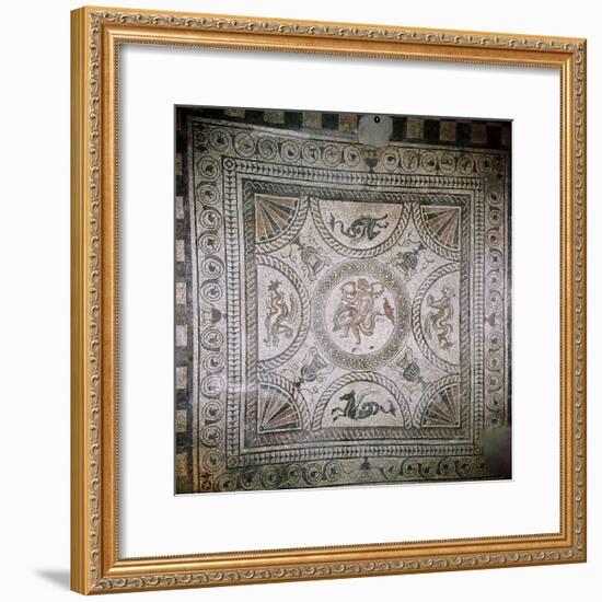 Cupid on Dolphin mosaic, Fishbourne Roman Villa, Sussex. Artist: Unknown-Unknown-Framed Giclee Print