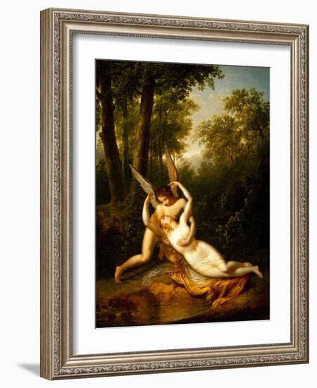 Cupid & Psyche (Oil on Canvas)-Jean Victor Bertin-Framed Giclee Print